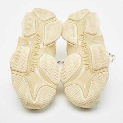 Pre Owned Balenciaga White/Grey Nubuck and Fabric Triple S Sneakers Size 36