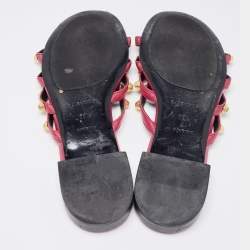 Balenciaga Pink Leather Arena Flat Slides Size 38.5 