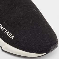 Pre Owned Balenciaga Black Knit Fabric Speed Trainer Sneakers Size 35