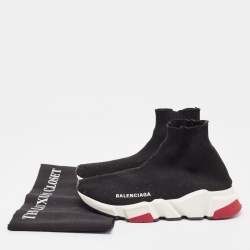 Pre Owned Balenciaga Black Knit Fabric Speed Trainer Sneakers Size 35
