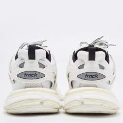 Pre Owned Balenciaga White Faux Leather and Mesh Track Low Top Sneakers Size 39
