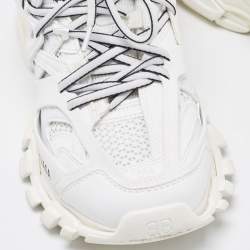 Pre Owned Balenciaga White Faux Leather and Mesh Track Low Top Sneakers Size 39