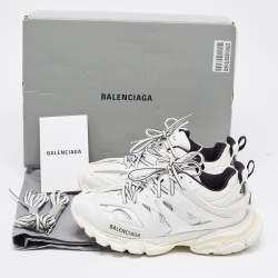 Pre Owned Balenciaga White Faux Leather and Mesh Track Low Top Sneakers Size 39