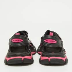 Pre Owned Balenciaga Black/Pink Leather Track Sandals Size 37