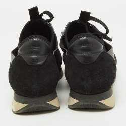 Pre Owned Balenciaga Black Leather,Suede and Mesh Race Runner Sneakers Size 39