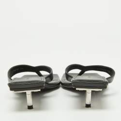 مملوكة مسبقًا Balenciaga Black Leather Thong Slide Sandals Size 39