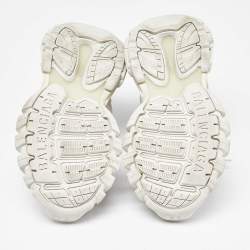 Pre Owned Balenciaga White Faux Leather and Mesh Track Sneakers Size 36