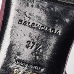 Pre Owned Balenciaga Burgundy Leather Arena Thong Flats Size 37.5