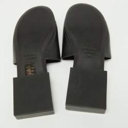 Pre Owned Balenciaga Black Leather Logo Box Flat Slides Size 38