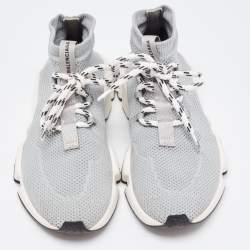Pre Owned Balenciaga Grey Knit Speed Trainer High Top Sneakers Size 36