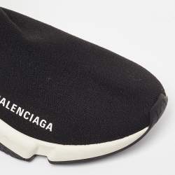 Pre Owned Balenciaga Black Knit Fabric Speed Trainer Sneakers Size 37
