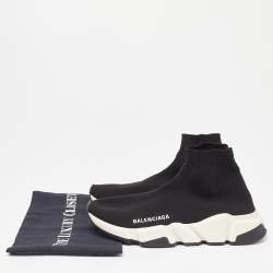 Pre Owned Balenciaga Black Knit Fabric Speed Trainer Sneakers Size 37