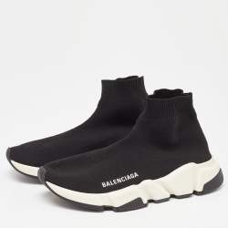 Pre Owned Balenciaga Black Knit Fabric Speed Trainer Sneakers Size 37