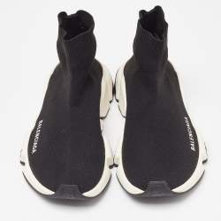 Pre Owned Balenciaga Black Knit Fabric Speed Trainer Sneakers Size 37