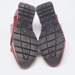 مملوكة مسبقًا Balenciaga Burgundy Leather and Mesh Race Runner Sneakers Size 37