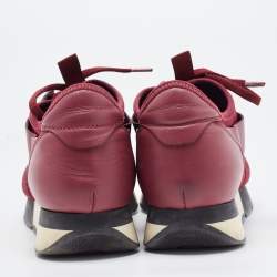 مملوكة مسبقًا Balenciaga Burgundy Leather and Mesh Race Runner Sneakers Size 37