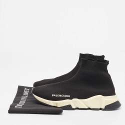 Balenciaga Black Knit Fabric Speed Trainer Sneakers Size 37