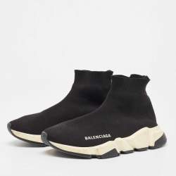 Balenciaga Black Knit Fabric Speed Trainer Sneakers Size 37