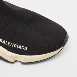 Balenciaga Black Knit Fabric Speed Trainer Sneakers Size 37