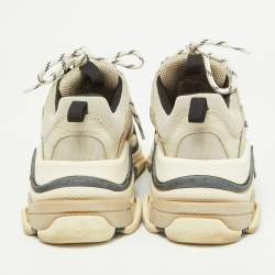 Balenciaga Grey Mesh and Leather Triple S Sneakers Size 38