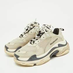 Balenciaga Grey Mesh and Leather Triple S Sneakers Size 38