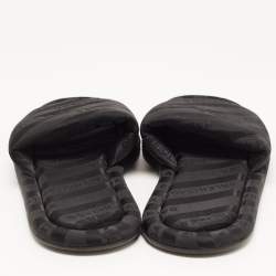 Pre Owned Balenciaga Black Logo Print Fabric Flat Slides Size 35