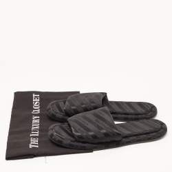 Pre Owned Balenciaga Black Logo Print Fabric Flat Slides Size 35