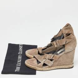 Balenciaga Grey Suede Strappy Wedge Sandals Size 39