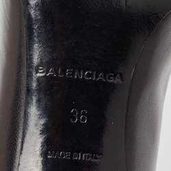 Balenciaga Black Leather V Neck Open Toe Pumps Size 36