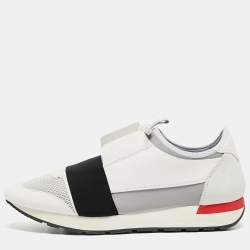 Pre Owned Balenciaga Multicolor Leather and Mesh Race Runner Low Top Sneakers Size 42