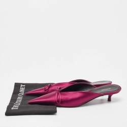 Pre Owned Balenciaga Burgundy Satin Knife Mules Size 38.5