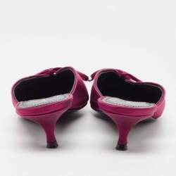 Pre Owned Balenciaga Burgundy Satin Knife Mules Size 38.5