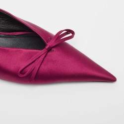 Pre Owned Balenciaga Burgundy Satin Knife Mules Size 38.5