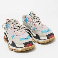 مملوكة مسبقًا Balenciaga Multicolor Nubuck and Mesh Triple S Sneakers Size 38
