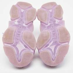 Pre Owned Balenciaga Purple Mesh and Leather Triple S Clear Sole Sneakers Size 37