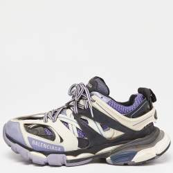 Pre Owned Balenciaga Purple Mesh and Faux Leather Track Sneakers Size 38
