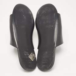 Pre Owned Balenciaga Black Leather BB Logo Embellished Flat Slides Size 38.5