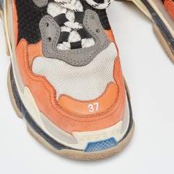 Pre Owned Balenciaga Tricolor Leather and Mesh Triple S Sneakers Size 37
