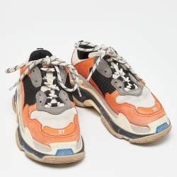Pre Owned Balenciaga Tricolor Leather and Mesh Triple S Sneakers Size 37