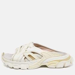 Balenciaga White Rubber and Neoprene Track Flat Slides Size 39