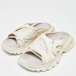 Balenciaga White Rubber and Neoprene Track Flat Slides Size 39