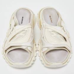 Balenciaga White Rubber and Neoprene Track Flat Slides Size 39
