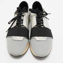 Balenciaga Silver/Grey Leather And Fabric Race Runner Sneakers Size 40
