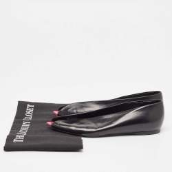 Pre Owned Balenciaga Black Leather Open Toe Ballet Flats Size 36.5