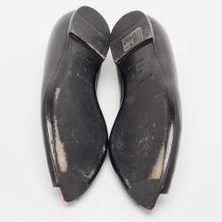 Pre Owned Balenciaga Black Leather Open Toe Ballet Flats Size 36.5
