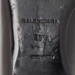Pre Owned Balenciaga Black Leather Open Toe Ballet Flats Size 36.5