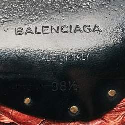 Balenciaga Brown/Black Python Embossed and Leather Ankle Strap Sandals Size 38.5