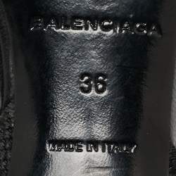 Pre Owned Balenciaga Black Leather and Elastic Strappy Slingback Sandals Size 36
