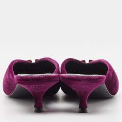 Pre Owned Balenciaga Burgundy Velvet Knife Mules Size 37