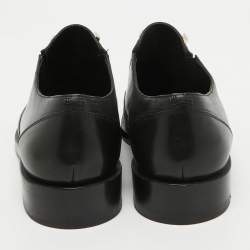Pre Owned Balenciaga Black Leather Slip On Oxfords Size 39.5